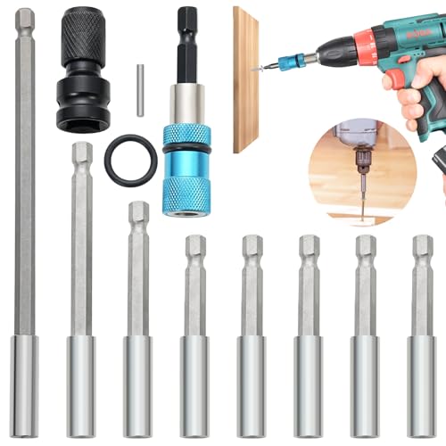 REJOECE 10tlg Bithalter Magnetisch, Magnetische Bohrer Verlängerung, 1/4" Sechskantschaft Verlängerung Magnetische Bohrerhalter für Bohrer, Treiber, Bits und Handtreiber(150/100/75/66/60mm) von REJOECE