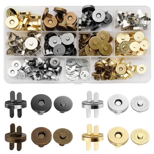 REJOECE 64 Stück Magnetknöpfe, 14mm und 18mm Magnetverschluss Taschen, Druckknöpfe zum Annähen, 4 Farben Magnetknopf Magnet Druckknopf für Geldtasche Handtaschen Mäntel Windbreaker Rucksack REJOECE 64 Stück Magnetknöpfe, 14mm und 18mm Magnetverschluss Taschen, Druckknöpfe zum Annähen, 4 Farben Magnetknopf Magnet Druckknopf für Geldtasche Handtaschen Mäntel Windbreaker Rucksack von REJOECE