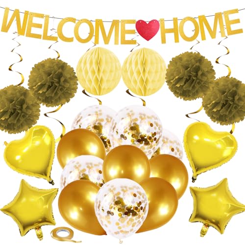 REJOECE Willkommen Zuhause Deko, Willkommen Zuhause Banner Set, Willkommen Zuhause Baby Herzlich Willkommen Girlande Und Luftballons, Willkommen Zurück für Einweihungsparty, Geburt, Fest Dekorations REJOECE Willkommen Zuhause Deko, Willkommen Zuhause Banner Set, Willkommen Zuhause Baby Herzlich Willkommen Girlande Und Luftballons, Willkommen Zurück für Einweihungsparty, Geburt, Fest Dekorations von REJOECE