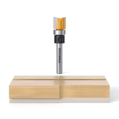 REKCKRUL Pattern Flush Trim Router Bits Set, 1/4 Inch Shank Bottom Bearing, Carbide Tipped Woodworking Router Bits for Precision Edge Trimming, Cutting Length:1/5.1 cm von REKCKRUL