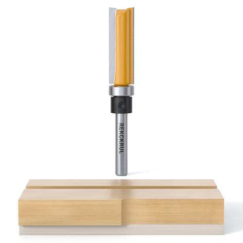 REKCKRUL Pattern Flush Trim Router Bits Set, 1/4 Inch Shank Bottom Bearing, Carbide Tipped Woodworking Router Bits for Precision Edge Trimming, Cutting Length:1-1/5.1 cm von REKCKRUL