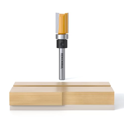 REKCKRUL Pattern Flush Trim Router Bits Set, 1/4 Inch Shank Bottom Bearing, Carbide Tipped Woodworking Router Bits for Precision Edge Trimming, Cutting Length:3/10.2 cm von REKCKRUL