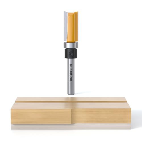 REKCKRUL Pattern Flush Trim Router Bits Set, 1/4 Zoll Schaft Bottom Bearing, Hartmetallbestückte Holzbearbeitung Router Bits für Präzisionskantentrimmen, Schnittlänge 2.5 cm von REKCKRUL