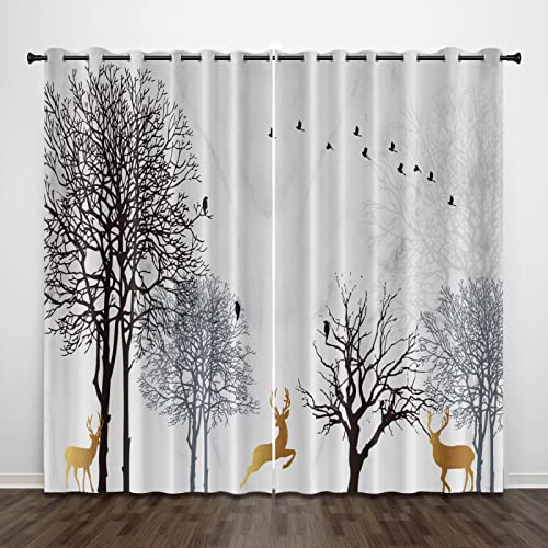 REKKNA Verdunkelungsvorhänge, schwarz und weiß Pflanzen bäume hirsche 140x160CM superweiche, Feste, wärmegedämmte Öse - 2er-Set, Schutzvorhänge für Schlafzimmer, Kinderzimmer REKKNA Verdunkelungsvorhänge, schwarz und weiß Pflanzen bäume hirsche 140x160CM superweiche, Feste, wärmegedämmte Öse - 2er-Set, Schutzvorhänge für Schlafzimmer, Kinderzimmer von REKKNA