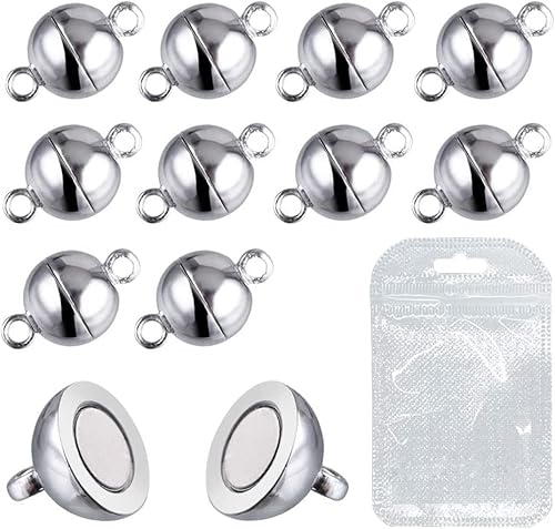 MOAMUN 20 Packungen Halskette Armband Magnetische Verschlüsse Für Ketten, Schmuck Magnetverschluss Für Halskette Armband Machen (Silber 8mm) von MOAMUN