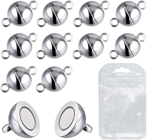 MOAMUN 20 Packungen Halskette Armband Magnetische Verschlüsse Für Ketten, Schmuck Magnetverschluss Für Halskette Armband Machen (Silber 8mm) von MOAMUN