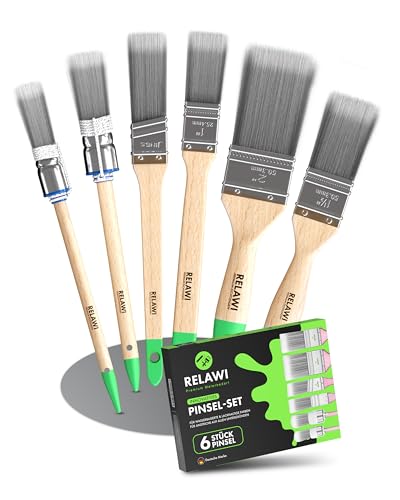 Premium Malerpinsel Set 6-teilig | Streichen von Wandfarbe, Acryl & Heizung | Lackierpinsel für Holzlasur | Pinsel aus 100% synthetischen Borsten für Profi Maler Premium Malerpinsel Set 6-teilig | Streichen von Wandfarbe, Acryl & Heizung | Lackierpinsel für Holzlasur | Pinsel aus 100% synthetischen Borsten für Profi Maler von RELAWI