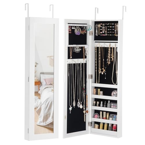 RELAX4LIFE Schmuckschrank Hängend, 2-in-1 Spiegelschrank mit Magnetverschluss & 5 Ablagefächer, Wand-/Türmontierter Schmuckorganizer für Ohrring, Armband, Kette, Ring & Kosmetik, 106 x 30 x 8,5 cm RELAX4LIFE Schmuckschrank Hängend, 2-in-1 Spiegelschrank mit Magnetverschluss & 5 Ablagefächer, Wand-/Türmontierter Schmuckorganizer für Ohrring, Armband, Kette, Ring & Kosmetik, 106 x 30 x 8,5 cm von RELAX4LIFE