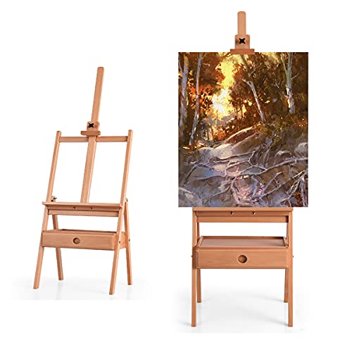 RELAX4LIFE Staffelei aus Buchenholz, Holzstaffelei mit Schublade und Tablett, Höhenverstellbare Präsentationsstaffelei: 151-195cm, für Maler & Künstler, Standstaffelei für Leinwände bis 92cm, Natur RELAX4LIFE Staffelei aus Buchenholz, Holzstaffelei mit Schublade und Tablett, Höhenverstellbare Präsentationsstaffelei: 151-195cm, für Maler & Künstler, Standstaffelei für Leinwände bis 92cm, Natur von RELAX4LIFE