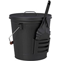 relaxdays Ascheeimer mit Deckel 19,0 l schwarz von RELAXDAYS