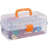 relaxdays Aufbewahrungsbox transparent, orange 33,0 x 39,0 x 17,0 cm von RELAXDAYS