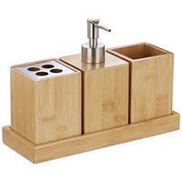 relaxdays Badaccessoires-Set braun, 1 Set von RELAXDAYS