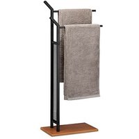 relaxdays Handtuchständer schwarz, braun von RELAXDAYS