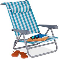 relaxdays Liegestuhl mit Armlehnen blau, 1 St. von RELAXDAYS