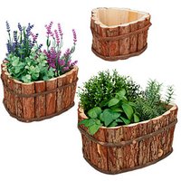 relaxdays Pflanzkübel-Set Holz braun relaxdays Pflanzkübel-Set Holz braun von RELAXDAYS