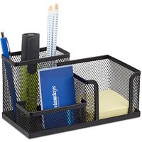 relaxdays Schreibtisch-Organizer schwarz Metall 3 Fächer 18,5 x 9,5 x 10,0 cm von RELAXDAYS