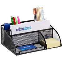 relaxdays Schreibtisch-Organizer schwarz Metall 5 Fächer 25,5 x 18,0 x 10,5 cm von RELAXDAYS