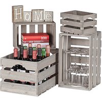 relaxdays Shabby Holzkisten-Set grau, 1 Set von RELAXDAYS