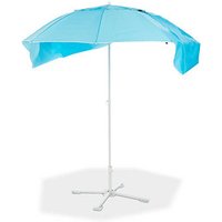 relaxdays Sonnenschirm Strandmuschel rund, blau Ø 180,0 cm von RELAXDAYS