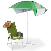 relaxdays Sonnenschirm Strandmuschel rund, grün Ø 175,0 cm von RELAXDAYS