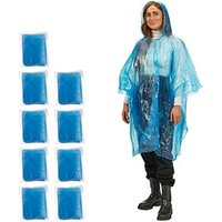 relaxdays unisex Einweg-Regenponcho blau Einheitsgröße 10 St. von RELAXDAYS