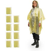 relaxdays unisex Einweg-Regenponcho gelb Einheitsgröße 10 St. von RELAXDAYS