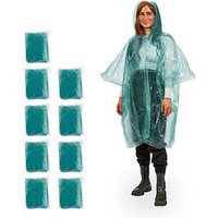 relaxdays unisex Einweg-Regenponcho grün Einheitsgröße 10 St. von RELAXDAYS