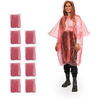 relaxdays unisex Einweg-Regenponcho rot Einheitsgröße 10 St. von RELAXDAYS