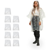 relaxdays unisex Einweg-Regenponcho transparent Einheitsgröße 10 St. von RELAXDAYS