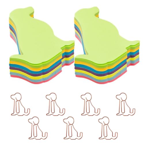 14-Köpfige Hunde-Style-Sticky-Noten Und 7-Teilige Hundepapierklammern, Selbstklebende Nachrichtenbuch, Niedliche Und Kreative Schreibwaren-, Lern- Und Bürovorräte. von RELKLYU