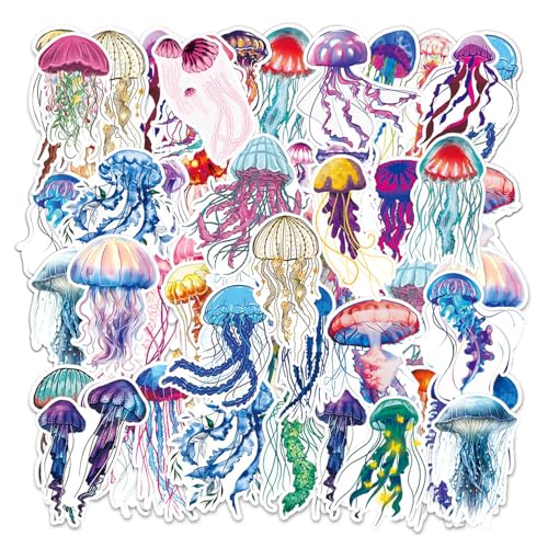 RELKLYU 100 Blätter Von Quallenaufklebern, Graffiti -Persönlichkeitsaufkleber, Marine Life -Aufkleber, Kinderaufkleber, wasserdichte Dekorative Aufkleber. von RELKLYU