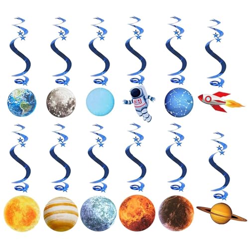 RELKLYU 12 Stücke Von Spiralornamenten Zum Thema Planeten, Kinderzimmerdekorationen, Kinderpartydekorationen Und Kreative Dekorationen. von RELKLYU