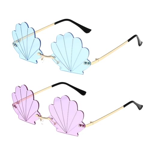 RELKLYU 2 Stücke Muschelstilbrillen, Kreative Designgläser, Partygläser, Kleidungszubehör, Lustige Brille. von RELKLYU