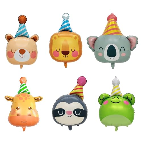 RELKLYU 6 Stücke Cartoon Tierballons, Niedliche Tierballons, Party -Dekorationsballons, Aufblasbare Spielsachen Für Kinder. von RELKLYU