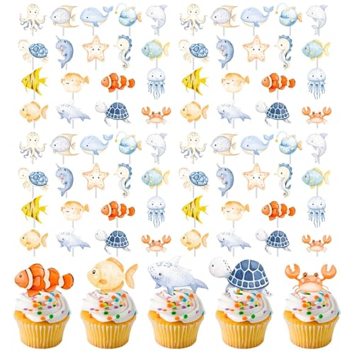RELKLYU 72 Stück Marine Animal Cake Card Einsatz, Cartoon Niedliche Karteneinsatz, Kuchendekorationen, Kindergeburtstagsfeier. RELKLYU 72 Stück Marine Animal Cake Card Einsatz, Cartoon Niedliche Karteneinsatz, Kuchendekorationen, Kindergeburtstagsfeier. von RELKLYU
