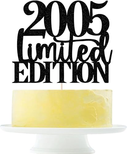 2005 Limited Edition Geburtstag Cake Topper Schwarz Glitzer Cheer 20 Jahre alt Kuchen Dekoration 20 Jahre alt 20 Jahre Party Dekoration Supplies für Männer Frauen (2005) von REMAX
