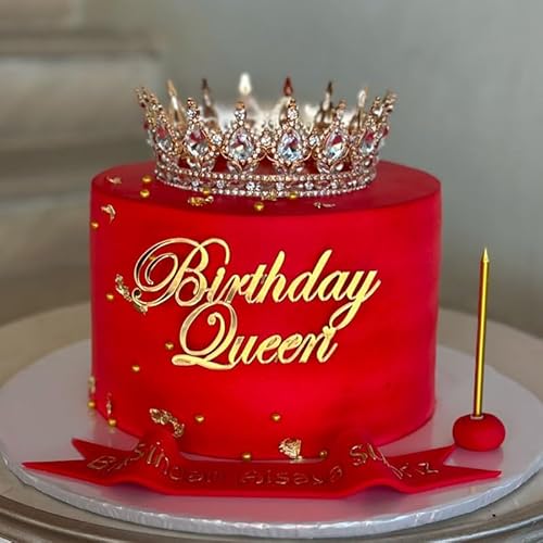 Happy Birthday Queen Cake Topper, Acryl Queen Birthday Kuchen Dekoration für Hochzeit Geburtstag Verlobung Brautdusche Party Dekoration (Gold 6) von REMAX