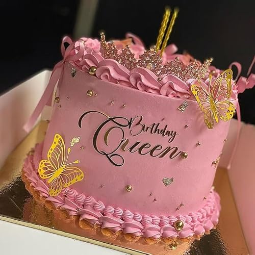 Happy Birthday Queen Cake Topper, Acryl Queen Birthday Kuchen Dekoration für Hochzeit Geburtstag Verlobung Brautdusche Party Dekoration (Gold 8) von REMAX