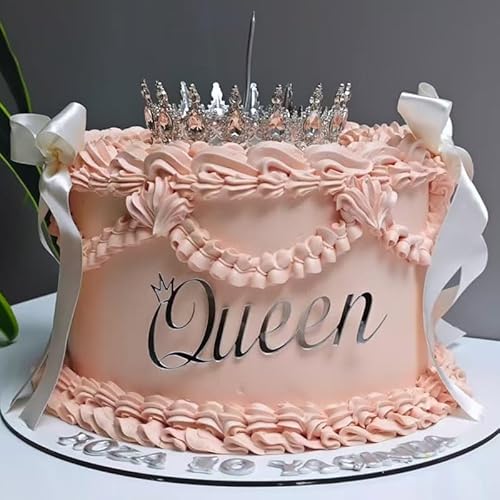 Happy Birthday Queen Cake Topper, Acryl Queen Birthday Kuchen Dekoration für Hochzeit Geburtstag Verlobung Brautparty Dekoration (Silber 7) von REMAX