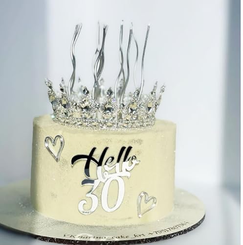 Hello 30 Cake Topper, Acryl Silber Happy 30th Birthday Cake Decoration Cake Charm Hello Thirty Anniversary Party Dekoration Supplies Hello 30 Cake Topper, Acryl Silber Happy 30th Birthday Cake Decoration Cake Charm Hello Thirty Anniversary Party Dekoration Supplies von REMAX