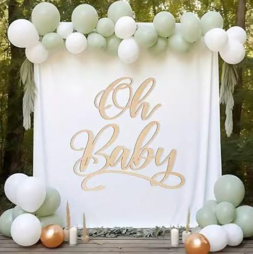 Holzschild mit Aufschrift "Oh Baby" für den Hintergrund, Babyparty-Schild, Holzbuchstaben, Partybanner für Jungen/Mädchen, Geschlechtsoffenbarung, Party-Dekorationen (WOOD1) von REMAX