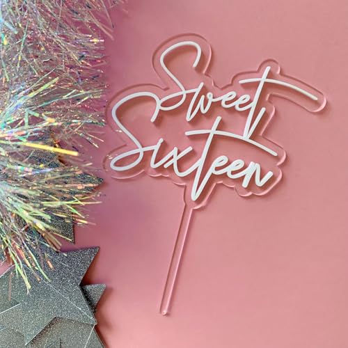 Sweet Sixteen Tortenaufsatz – Weiß Klar Doppellagig Klar Gold Happy 16th Birthday Cake Decor – Hello 16, Cheers to 16 Years Birthday Party Dekoration Supplies Sweet Sixteen Tortenaufsatz – Weiß Klar Doppellagig Klar Gold Happy 16th Birthday Cake Decor – Hello 16, Cheers to 16 Years Birthday Party Dekoration Supplies von REMAX