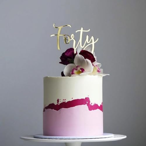 Tortenaufsatz, Acryl, 40. Geburtstag, Kuchendekoration, Schild zum 40. Jahrestag, Kuchendekoration, Partydekoration, Schwarz (vierzig Gold) von REMAX