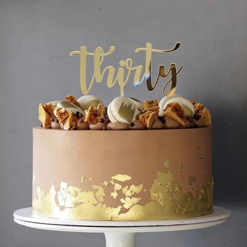 Tortenaufsatz aus Acryl, Motiv: 40. Geburtstag, Kuchendekoration, Schild zum 40. Jahrestag, Kuchenanhänger, Party-Dekoration, Zubehör (dreißig Gold) von REMAX