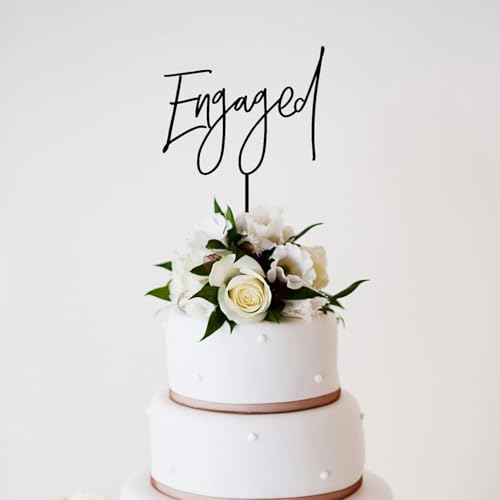 Tortenaufsatz aus Acryl, Motiv: Verlobungsparty, Kuchendekoration, Schild, Dessert-Dekor, Aufschrift "We're Engaged", für Junggesellinnenabschied, Dekoration, Schwarz Tortenaufsatz aus Acryl, Motiv: Verlobungsparty, Kuchendekoration, Schild, Dessert-Dekor, Aufschrift "We're Engaged", für Junggesellinnenabschied, Dekoration, Schwarz von REMAX
