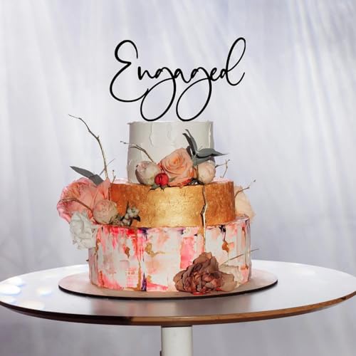 Tortenaufsatz aus Acryl, Motiv: Verlobungsparty, Kuchendekoration, Schild, Dessert-Dekor, Aufschrift "We're Engaged", für Junggesellinnenabschied, Dekoration, Schwarz Tortenaufsatz aus Acryl, Motiv: Verlobungsparty, Kuchendekoration, Schild, Dessert-Dekor, Aufschrift "We're Engaged", für Junggesellinnenabschied, Dekoration, Schwarz von REMAX