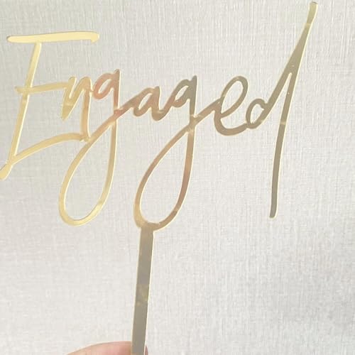 Tortenaufsatz aus Acryl, Motiv: Verlobungsparty, Kuchendekoration, Schild, Dessert-Dekor, Aufschrift "We're Engaged", für Junggesellinnenabschiede, Dekoration (Gold) von REMAX