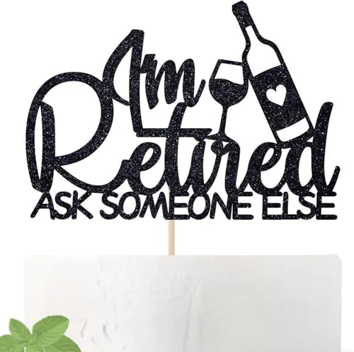 Tortenaufsatz mit Aufschrift "The Legend Has Retired", goldfarbener Glitzer, "Happy Retirement", Partydekoration für den Ruhestand, Schwarz von REMAX