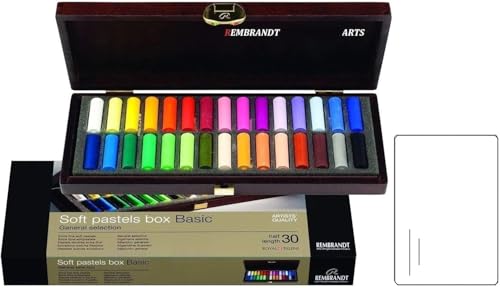REMBRANT Rembrandt Weiche Pastellkreiden - Box mit 30 Farben,Rembrandt Dry Pastel Set 1/2 Sticks 30 Holzkiste von REMBRANT