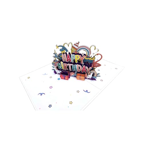 3D Pop-Up Geburtstagskarte mit Einhörnern und Regenbogen, 13x18cm geschlossen, 26x18x10cm geöffnet, Weißer Umschlag inklusive 3D Pop-Up Geburtstagskarte mit Einhörnern und Regenbogen, 13x18cm geschlossen, 26x18x10cm geöffnet, Weißer Umschlag inklusive von REMOtech